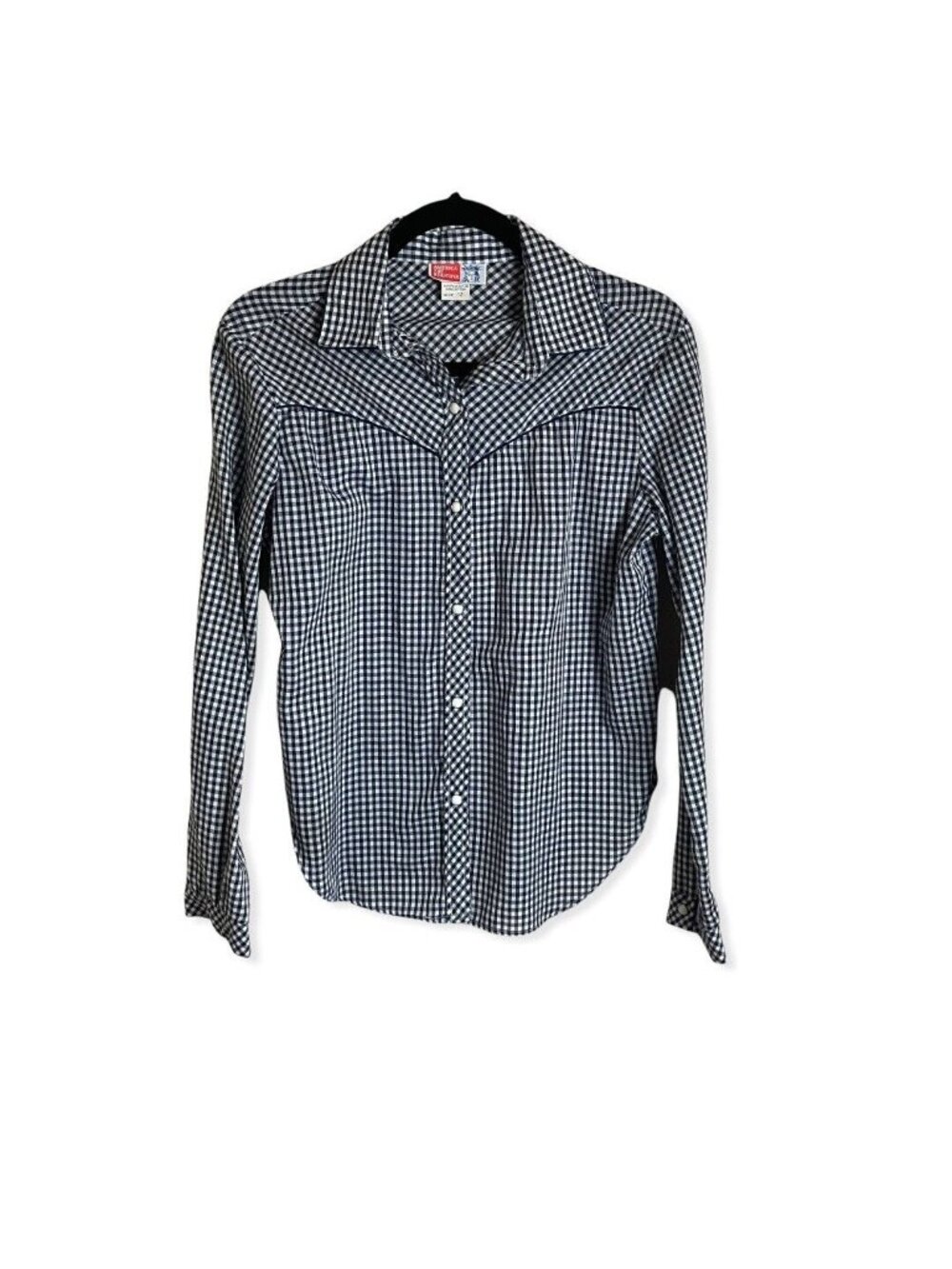 Vintage America The Beautiful Pearl Snap Shirt Gingham Western Sz 12 Rockabilly